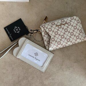 NWT Nanette Lepore Heart Geo Taupe Calista Credit Card Case/ Wristlet